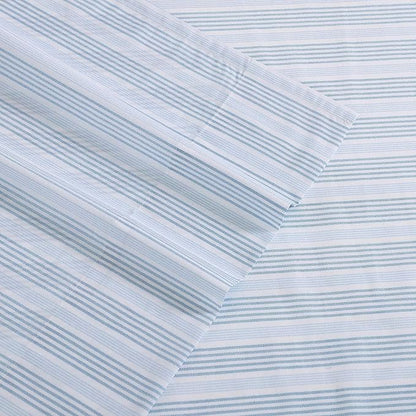 Nautica - Queen Size Sheets Set, Crisp & Tailored Striped Bedding with a Smooth Cotton Percale, Bed Sheets with Matching Pillowcases & Fitted Sheet (Tayleur Stripe Blue)