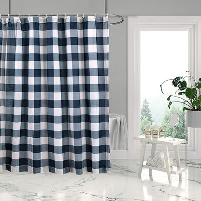 Levtex Home - Camden -Shower Curtain (72x72in.) with Button Holes - Buffalo Check - Grey and Cream