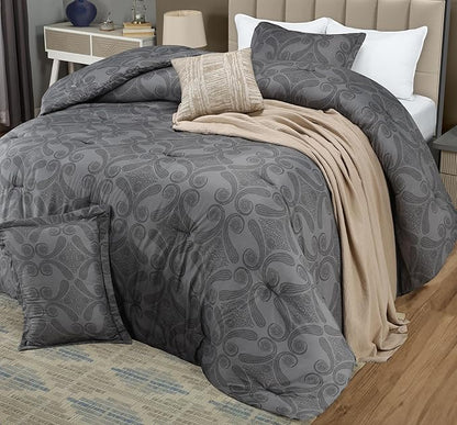 King Comforter Set 3 Piece Paisley Grey by Utopia Bedding Floral Comforters King Size Bedding Comforters Set Down Alternative Soft Bed Set 1 Comforter(90 x 102 inches) 2 Pillow Shams(20 x 36 inches)
