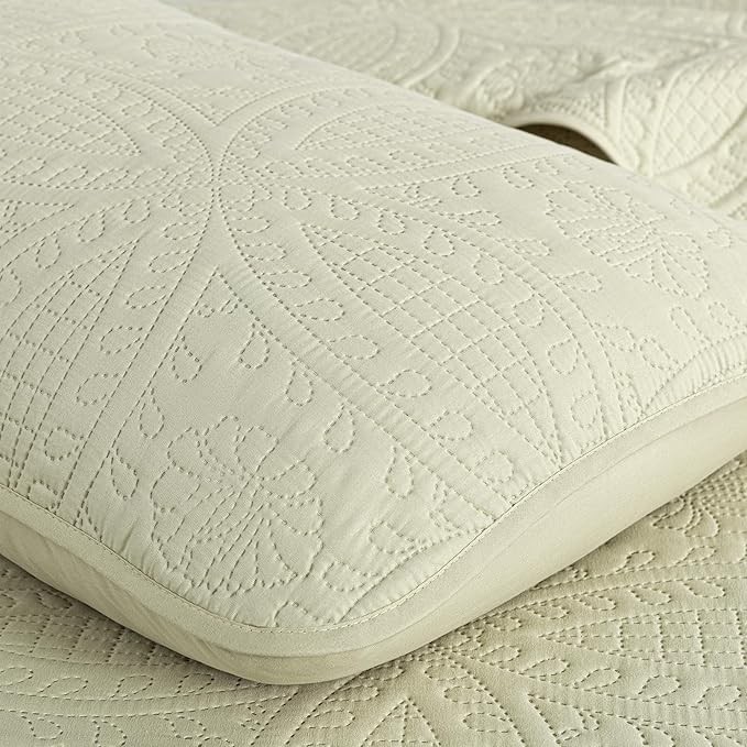 Chezmoi Collection Austin King Bedspread Set, Tan | 3-Piece, Pinsonic Quilted, Oversized, Coverlet Set