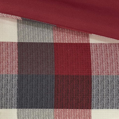 Madison Park Ridge Comforter Set - Cabin Lodge Plaid Herringbone Design, All Season Down Alternative Cozy Bedding with Matching Bedskirt, Shams, Decorative Pillow, Red Queen(90"x90") 7 Piece