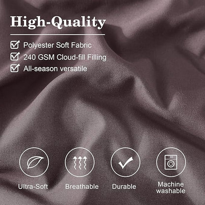 Monbix Queen Comforter Set - 7 Pieces ltalian Plum Bed in a Bag Queen Bedding Sets with Comforters, All Seasons Comforter Bed Set with Sheets, Pillowcases & Shams