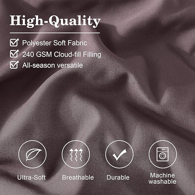 Monbix California King Size Comforter Set - 7 Pieces Bed in a Bag California King, Plum Bedding Sets with Comforter, All Seasons Comforter Bed Set with Sheets, Pillowcases & Shams