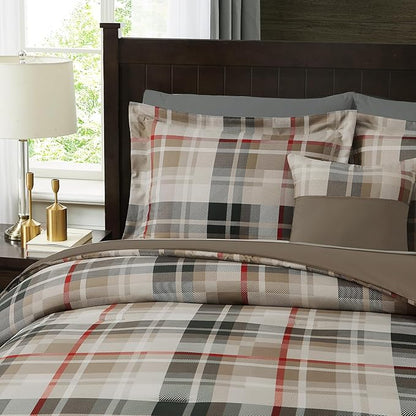 MaiRêve Comforter Set Full Size Khaki, Classic Farmhouse Bedding Set Bed in a Bag 7 Pieces, Lightweight All Season Comforter Set with Sheets, Pillowcases & Shams