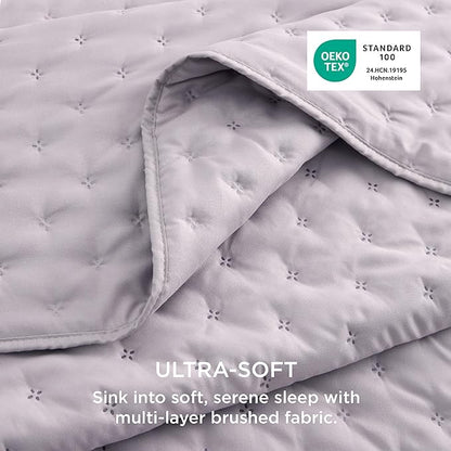 Bedsure Quilts Queen Size - Purple Bedspread Queen Size & Lightweight Comforter, Modern Farmhouse Coverlet with Clover Pattern, Ultra Soft All-Season Bedding, 90 x 96 Inches | Stitch-Free Quilting, Ultra Soft, Lightweight, Machine Washable, Pet-Friendly