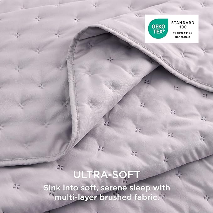 Bedsure King Quilt - Purple Bedspread King Size & Lightweight Comforter, Modern Farmhouse Coverlet with Clover Pattern, Ultra Soft All-Season Bedding, 106 x 96 Inches | Stitch-Free Quilting, Ultra Soft, Lightweight, Machine Washable, Pet-Friendly