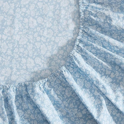 Laura Ashley - Queen Sheets, Cotton Percale Bedding Set, Lightweight & Breathable Home Decor (Heirloom Ditzy Blue, Queen)