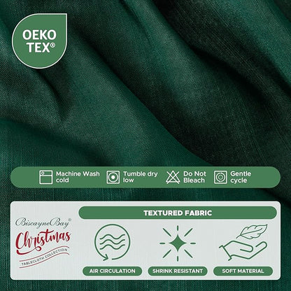 Biscaynebay Wrap Around Bed Skirts for Full & Full XL Beds 15" Drop, Christmas Hunter Green Adjustable Elastic Dust Ruffles Easy Fit Wrinkle & Fade Resistant Silky Luxurious Fabric Machine Washable