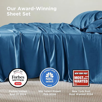 Bedsure King Size Sheets Set, Cooling Sheets for Hot Sleepers, Rayon Derived from Bamboo, PureWoven, Breathable & Soft, Deep Pocket Up to 16 Inches, Hotel Luxury Silky Bedding, Teal