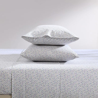 Laura Ashley - Queen Sheets, Cotton Percale Bedding Set, Lightweight & Breathable Home Decor (Emogene Purple, Queen)