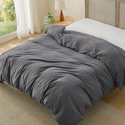 Bedsure Dark Grey Duvet Cover King Size Only - Prewashed Cotton-Like Polyester Extra Soft All Season Bedding, Includes 1 Duvet Cover 104x90 Inches with Zipper Closure, Comforter Not Included