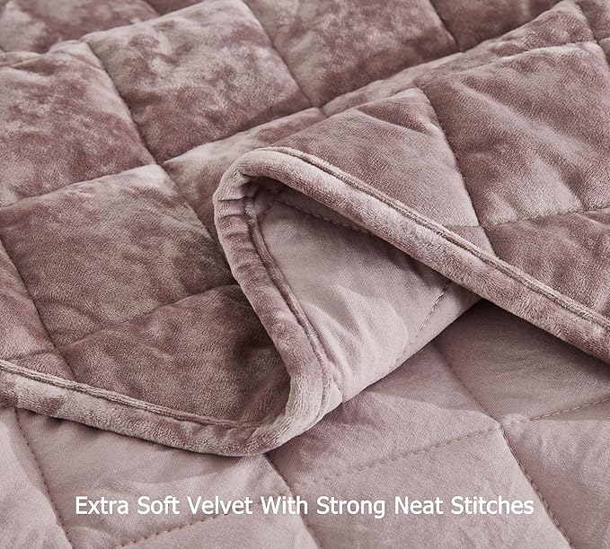 Chezmoi Collection Lux Dusty Pink Velvet Quilt Oversized King Set, 3-Piece Plush Distressed Velvet Bedding All Season Lightweight Comforter Brushed Microfiber Reverse with Diamond Stitch Quilting