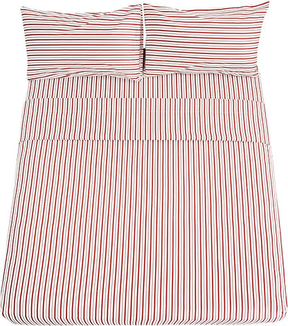 Best Season Burgundy Red Striped Sheets Set Full Size 4 Piece - Super Soft, Easy Care & Breathable Red and White Pinstripe Bed Sheet Set with 16-Inch Deep Pockets, Great Gift for Christmas & Birthday