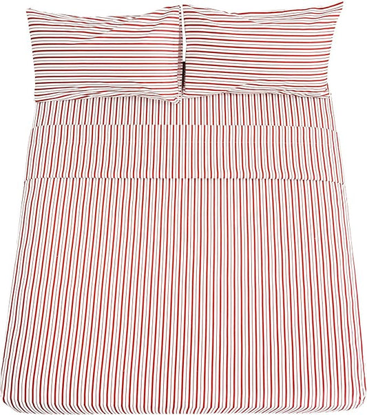 Best Season Burgundy Red Striped Sheets Set Twin Size 3 Piece - Super Soft, Easy Care & Breathable Red and White Pinstripe Bed Sheet Set with 16-Inch Deep Pockets, Great Gift for Christmas & Birthday