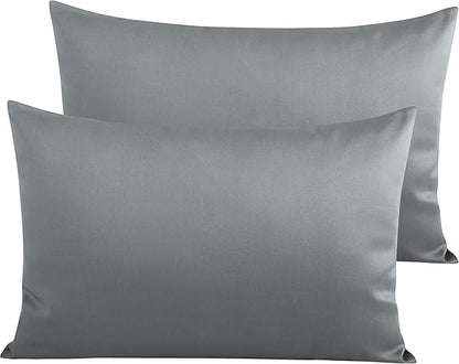 NTBAY Egyptian Cotton Queen Pillowcases - Set of 2, 500 Thread Count Cotton Pillowcases - Soft and Breathable Envelope Closure Pillow Cases - 20x30 Pillow Covers for Bed, Dark Grey