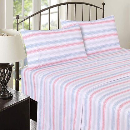 RUVANTI 100% Cotton Sheets – Full Size Percale Bedding, Cooling & Breathable Floral Design, Durable with a Crisp, Soft & Comfortable Feel, 16" Deep Pocket, 4-Piece Set, Times