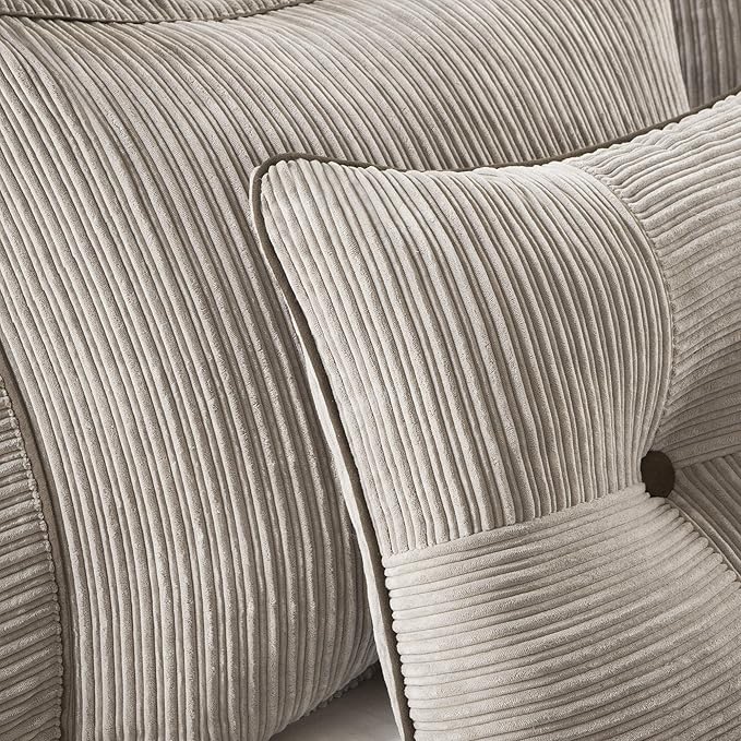 Madison Park Cozy Comforter Set Casual Blocks Design All Season, Matching Bed Skirt, Decorative Pillows, Cal King(104"x92"), Dallas Corduroy, Taupe Brown, 7 Piece
