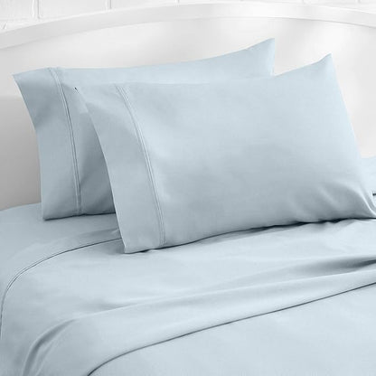 Amazon Basics 400 Thread Count Cotton Pillow Case, Standard, Set of 2, 30" L x 20" W, Smoke Blue