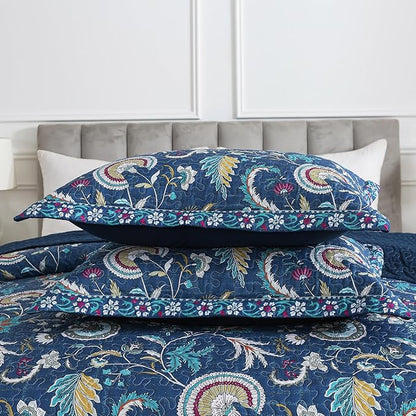 HoneiLife Quilt Set King Size - Lightweight Bedspreads 106x96, Microfiber Quilts 3-Piece, Patchwork Coverlet Rustic Bedding Sets All Season Quilts