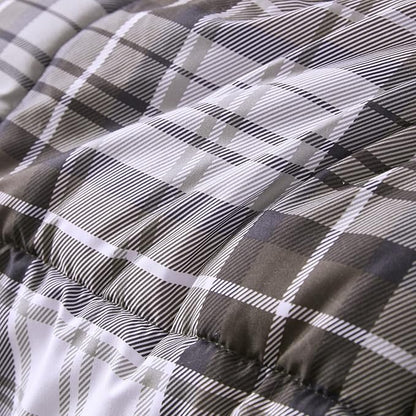 Madison Park Essentials Parkston Plaid Comforter, Matching Sham, 3M Scotchguard Stain Release Cover, Hypoallergenic All Season Bedding-Set, Full/Queen, Brown, 3 Piece