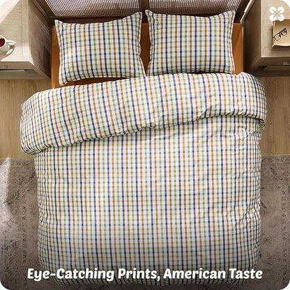 Bedsure Gingham Duvet Cover King Size - 100% Cotton Reversible Classic Warm Plaid Pattern Duvet Cover Set, 3 Pieces Soft & Breathable PureWoven Bedding Set with 2 Pillow Shams (Warm Plaid 104"x90")
