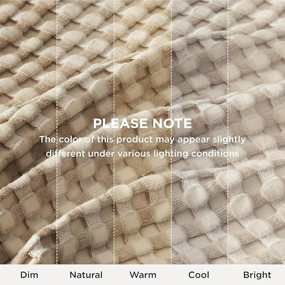 Bedsure Cooling Cotton Waffle Weave Throw Blanket - Lightweight Breathable Blanket of Rayon Derived from Bamboo for Hot Sleepers, Luxury Throws for Bed, Couch and Sofa, Light Brown, 50x70 Inches