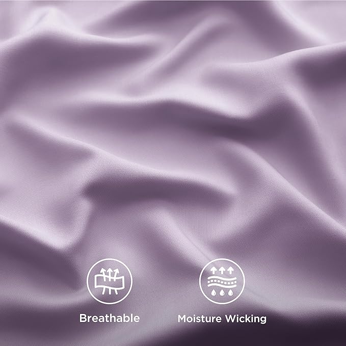 Bedsure Cooling Sheets Twin, Rayon Derived from Bamboo, PureWoven, Breathable & Soft Twin Sheets Set, Deep Pocket Up to 16 Inches, Hotel Luxury Silky Bedding for Hot Sleepers, Lilac