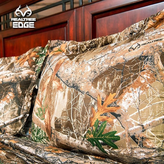 Northwest Realtree Full/Queen Size 1 Comforter and 2 Sham Set, All Seasons, Men and Women Soft Cabin Bedding, Edge Camo