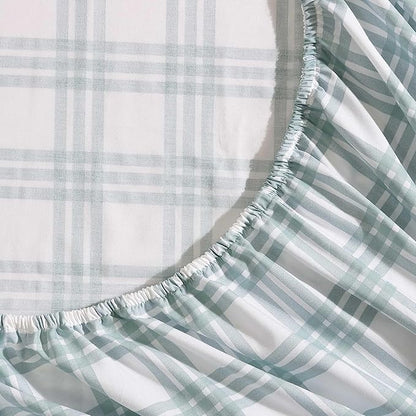 Eddie Bauer - Queen Sheets, Cotton Percale Bedding Set, Crisp & Cool Home Decor (Light Green Plaid, Queen)