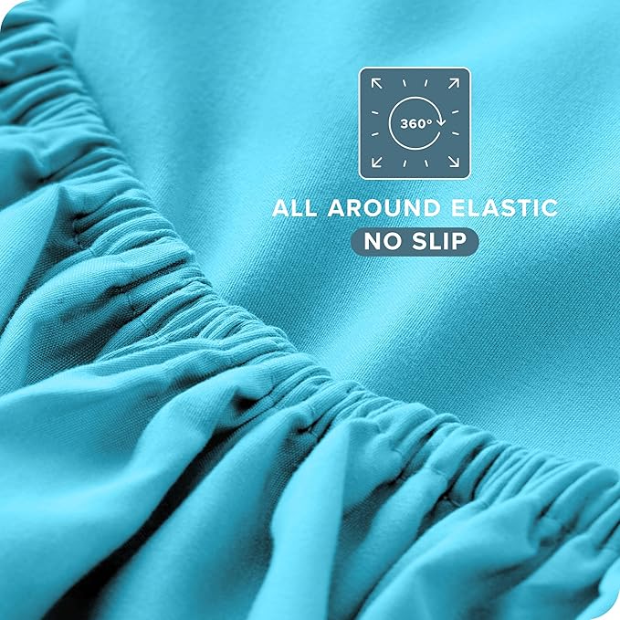 Bare Home Queen Sheet Set - 1800 Ultra-Soft Microfiber Queen Bed Sheets - Double Brushed - Deep Pockets - Easy Fit - 4 Piece Set - Bedding Sheets & Pillowcases (Queen, Aqua)