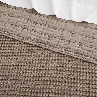 Levtex Home Mills Waffle Twin XL/Twin Quilt Set (68x86in) with 1 Pillow Sham (26x20in) - Cocoa - Cotton Waffle Twin Size Quilt Bedding Set - Lightweight, Soft, Pre-Washed
