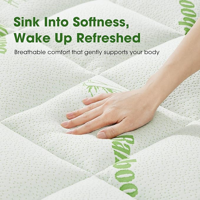 Mattress Pad Twin Size, Cooling Pillow Top Mattress Topper, Ultra Soft Viscose Made from Bamboo, Breathable for Hot Sleepers, Deep Pocket 8"-20", Green
