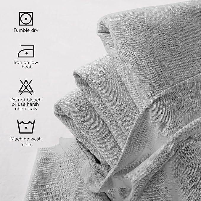 Utopia Bedding Cool Grey 100% Cotton Blanket [Twin Size - 90x72 Inch] Lightweight, Soft and Breathable Thermal Blanket for All Seasons