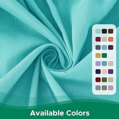 Biscaynebay Wrap Around Bed Skirts for Queen Beds with Short Drop of 12", Aqua Adjustable Elastic Dust Ruffles Easy Fit Wrinkle Resistant Silky Luxurious Fabric Machine Washable