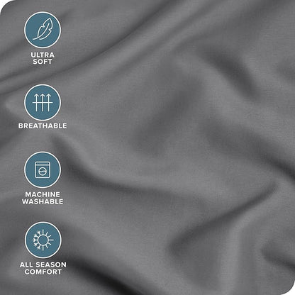 Bare Home Microfiber Pillow Cases - Toddler Size Set of 2 Cooling Pillowcases Double Brushed Grey Pack Easy Care (Toddler Pillowcase 2, Grey)