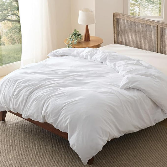 Bedsure Duvet Cover Full Size Only - Prewashed Cotton-Like Polyester Extra Soft All Season Bedding, Includes 1 Duvet Cover 80x90 Inches with Zipper Closure, White, Comforter Not Included