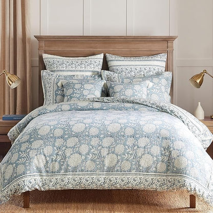 Levtex Home Adare Blue Reversible Twin/Twin XL Comforter Set (68x88in) with 1 Pillowcase (26x20in) - Floral Bedding - Blue and White - 100% Cotton Twin Size Comforter Set - Soft, Pre-Washed
