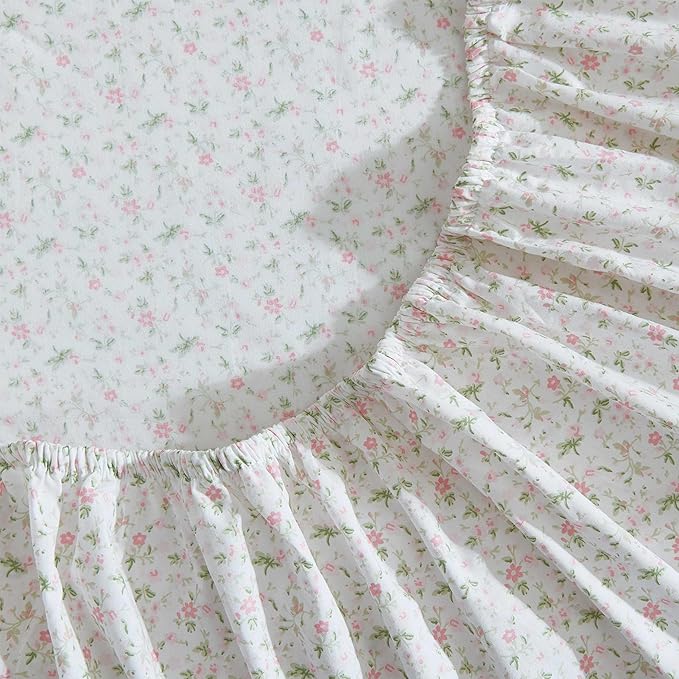 Laura Ashley - King Sheets, Cotton Percale Bedding Set, Lightweight & Breathable Home Decor (Evie Pink, King)