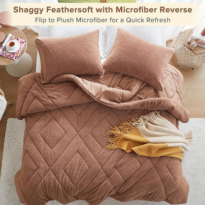 Comfort Spaces Twin Comforter Set Reversible Feather-Soft Plush Comforters for Twin Size Bed All Season Lightweight Shearling Fleece Sherpa Comforter Twin Size Bed Set, Twin/Twin XL, Brown 2 Piece