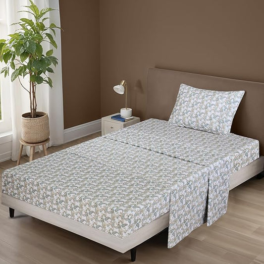 ZOYER 100% Cotton Sheets – Twin XL Size Percale Bedding, Cooling & Breathable, Durable with a Crisp, Soft & Comfortable Feel, 16" Deep Pocket, 3-Piece Set, Paisley Ornamental