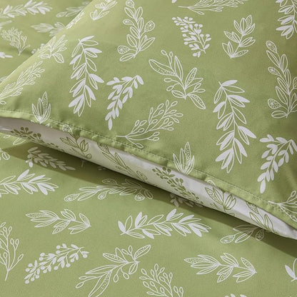 Nestl Twin/Twin XL Comforter Set - Sage Green Bed in a Bag Twin, 2 Pieces Reversible Bed Set, Soft Floral Bedding Set for College Dorm, All Season Botanical Comforters with Pillow Sham