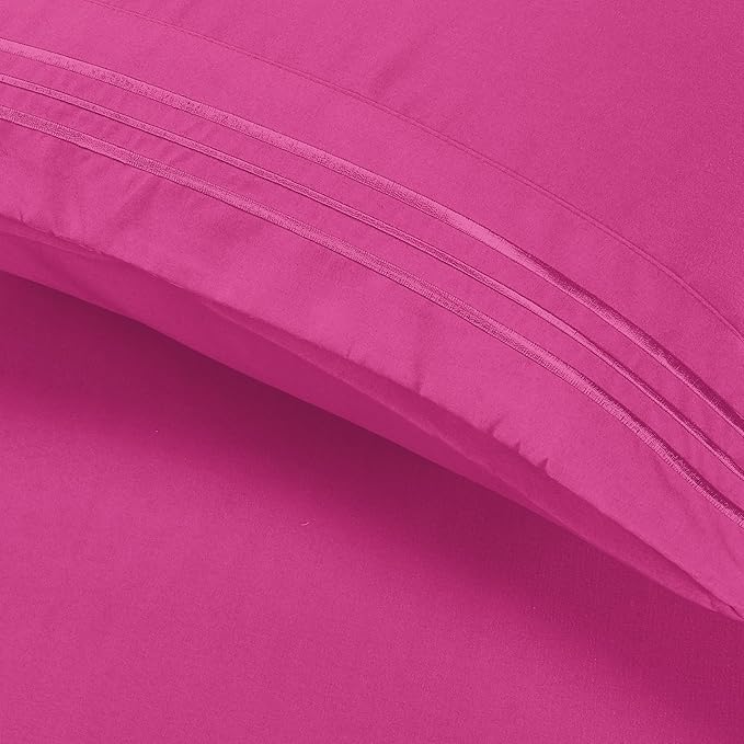 Elegant Comfort Luxury Ultra-Soft 2-Piece Pillowcase Set - 1500 Premium Hotel Quality Microfiber Double Brushed - Wrinkle Resistant, King Size, Pink