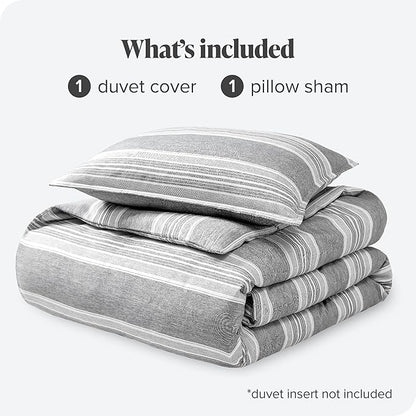 Bare Home Duvet Cover - Extra Long Size Bedding Set - Premium 1800 Super Soft Collection - Lightweight, Cooling - Soft Breathable Duvet Cover (Twin/Twin XL, Stripe - Heathered Charcoal)