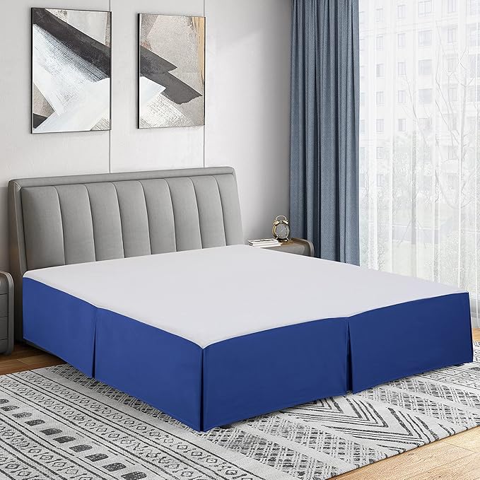 Cathay Home Double Brushed Microfiber Pleated Easy Fit Bed Skirt, Ultra Soft, Fade and Wrinkle Resistant - Royal Blue, Full