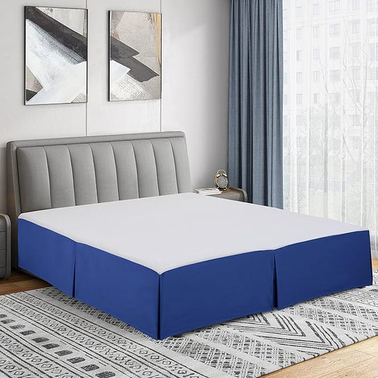 Cathay Home Double Brushed Microfiber Pleated Easy Fit Bed Skirt, Ultra Soft, Fade and Wrinkle Resistant - Royal Blue, King