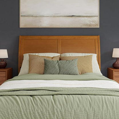 AFI, Portland Queen Sleigh Solid Wood Panel Headboard, Light Toffee