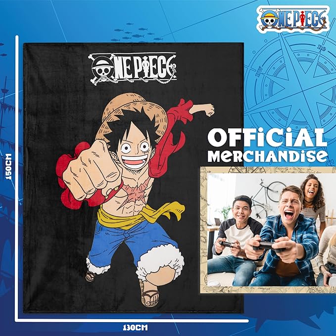 One Piece Fleece Throw Blanket Soft Cozy Anime Blanket for Bed or Couch Travel Gifts for Teens Boys Girls Fans Manga Luffy Room Decor Bedspread Sofa Accessory 51"x59"