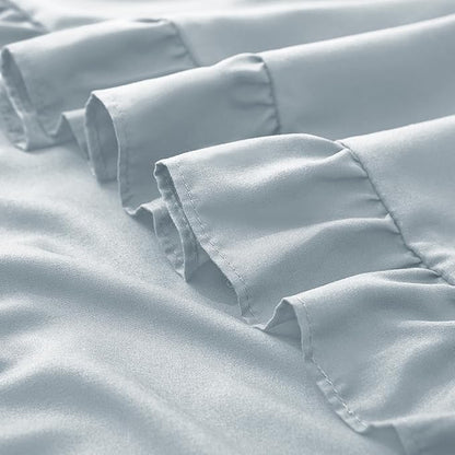 KKJIAF Ruffle Body Pillow Cases Set of 1, Ruffled Pillow Covers with Envelope Closure, Wrinkle Resistant Ruffled Long Pillow Shams 20" x 54", Dusty Blue