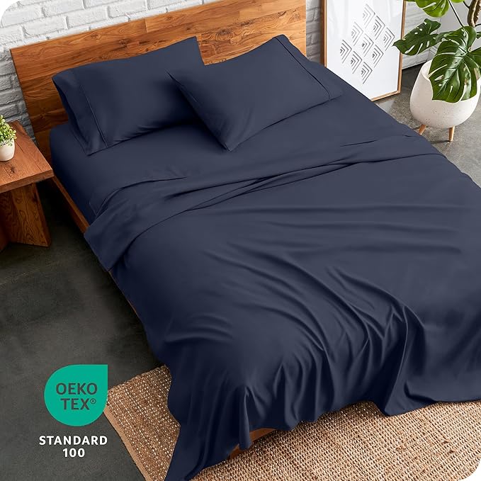 Bare Home Full Sheet Set - 1800 Ultra-Soft Microfiber Full Bed Sheets - Double Brushed - Deep Pockets - Easy Fit - 4 Piece Set - Bedding Sheets & Pillowcases (Full, Midnight Blue)