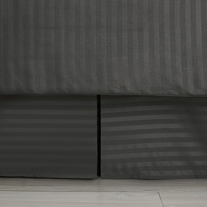 Sweet Home Collection 6 Piece Bed in a Bag with Dobby Stripe Comforter, Sheet Skirt, and Sham Set, Twin, Gray (Pack of 4)